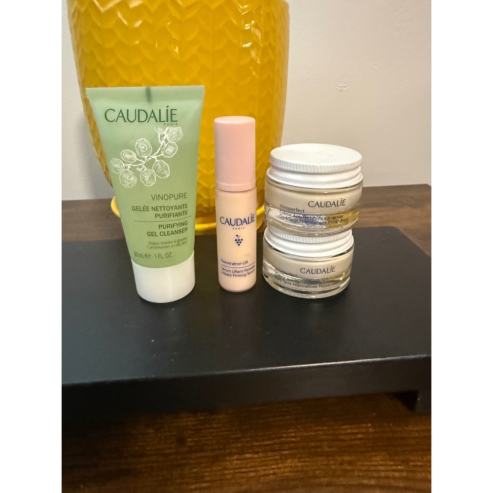 Caudalie Skincare Set Vinopure Cleanser Resveratrol Serum Vinoperfect Cream